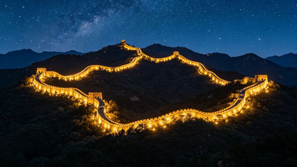长城夜景灯光